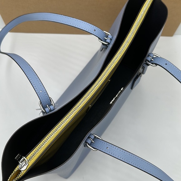 Coach 1671 Mollie Tote Leather Shoulder Bag Marble Blue color - Picture 11 of 15